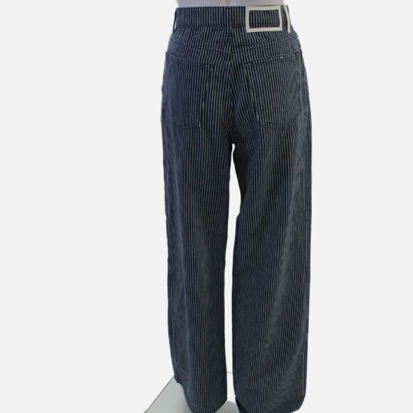 La Ligne Isadora High-Rise Railroad Stripe Wide-Leg Jeans 26 - Picture 6 of 9